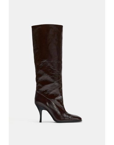 자라 한정판 가죽 스틸레토 롱 부츠 1027/810/116 CHOCOLATE BROWN