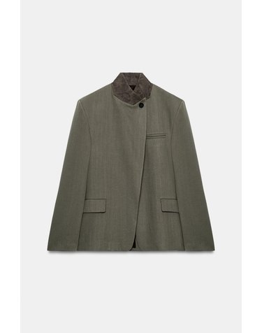 자라 배색 칼라 플랩 포켓 블레이저 5344/047/102 GREY / TAN