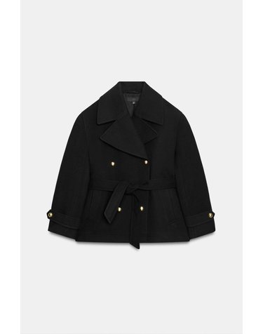 자라 더블브레스트 벨트 숏 코트 3046/323/800 BLACK