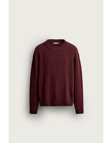 자라 100% 울 라운드넥 니트 스웨터 2893/356/681 BURGUNDY
