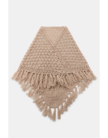 자라 컷워크 니트 프린지 숄 9967/203/942 BEIGE-PINK