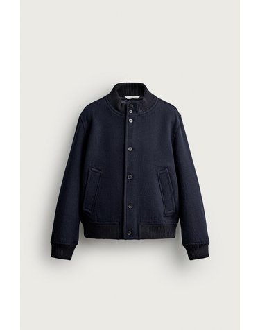 자라 릴렉스핏 울 블렌드 하이넥 자켓 5854/410/401 NAVY BLUE