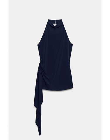 자라 오픈백 홀터넥 프릴 민소매 탑 1165/794/401 NAVY BLUE