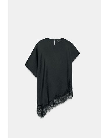 자라 레이스 케이프 반팔 블라우스 1389/987/800 BLACK