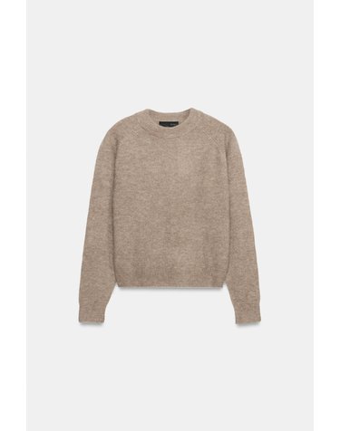 자라 울 알파카 라운드넥 니트 스웨터 9598/251/737 BROWN / TAUPE