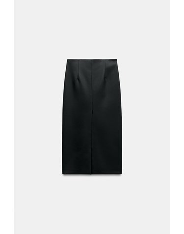 자라 레더 이펙트 미디 스커트 6694/910/800 BLACK