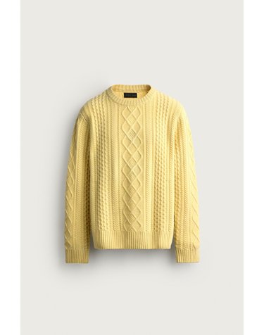 자라 울 혼방 케이블 니트 스웨터 5755/354/320 LEMON YELLOW