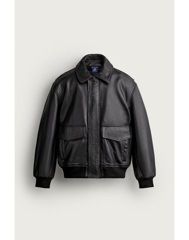 자라 레귤러핏 레더 블루종 자켓 6463/200/800 BLACK
