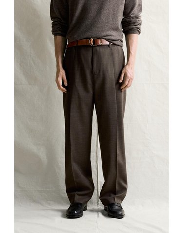 자라 만테코 울 플리츠 슬랙스 팬츠 1102/554/099 BLACK / BROWN