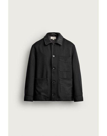 자라 울 블렌드 레더 칼라 자켓 4505/734/800 BLACK