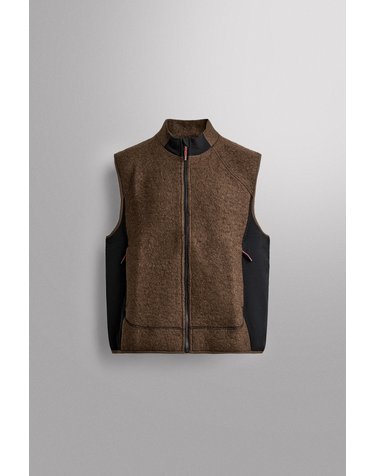 자라 컬러블록 플리스 집업 조끼 6096/306/716 DARK BROWN
