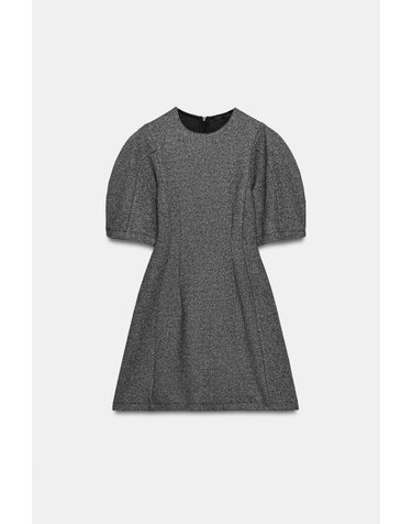 자라 볼륨 반팔 미니 원피스 1528/707/084 BLACK / WHITE