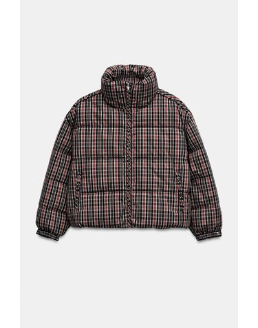 자라 하이넥 체크 패딩 아노락 8372/233/609 REDDISH