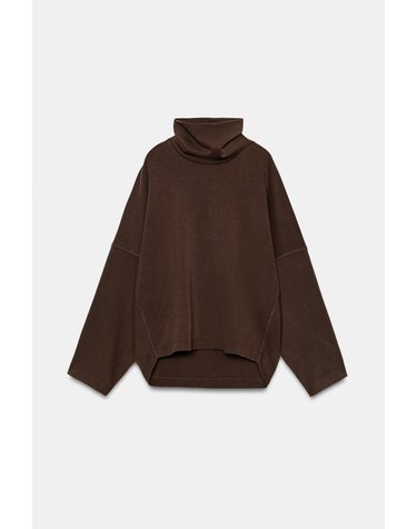 자라 오버사이즈 하이넥 스웨트셔츠 2335/668/700 BROWN