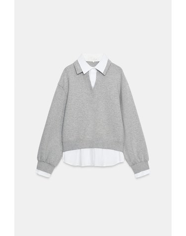 자라 포플린 배색 칼라 긴팔 셔츠 5910/221/812 GREY MARL