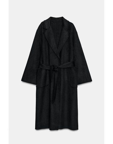 자라 울 블렌드 벨트 롱 코트 4070/224/800 BLACK