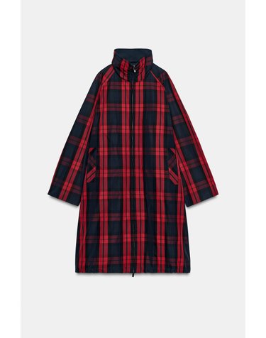 자라 체크 미디 트렌치 코트 3918/243/076 RED/NAVY