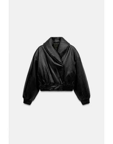 자라 레더 이펙트 패딩 아노락 점퍼 4749/717/800 BLACK