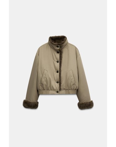 자라 양면 퍼 크롭 하이넥 자켓 4341/741/708 LIGHT TAN