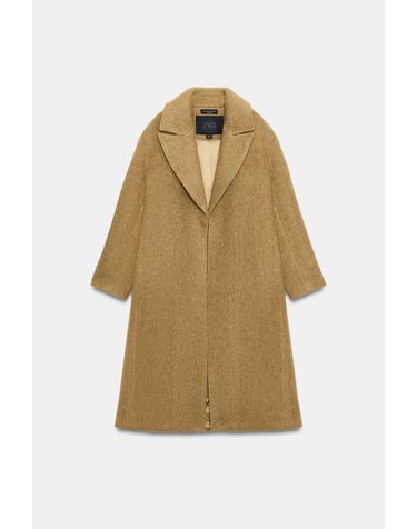 자라 울 블렌드 노치 라펠 롱 코트 1255/240/305 MUSTARD