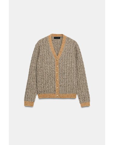 자라 케이블 니트 울 브이넥 카디건 4192/121/737 BROWN / TAUPE