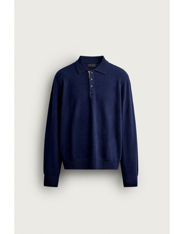 자라 울 100% 니트 긴팔 폴로셔츠 5755/359/401 NAVY BLUE