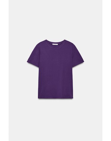 자라 레귤러핏 러스틱 코튼 반팔 티셔츠 4424/306/611 PURPLE