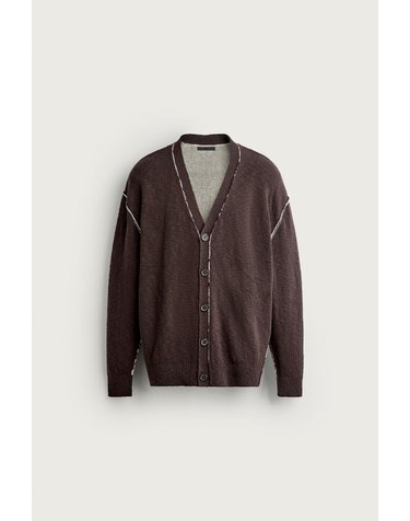 자라 릴렉스핏 스티치 코튼 가디건 3284/328/700 BROWN