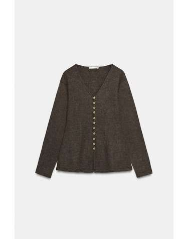 자라 페플럼 브이넥 버튼 자켓 1058/630/719 BROWN VIGORE