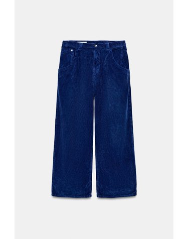 자라 코듀로이 배기 와이드 팬츠 0699/213/420 BLUISH