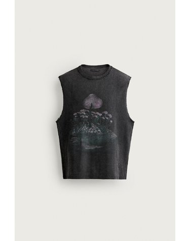 자라 프린트 워시드 니트 민소매 탑 4805/396/800 BLACK
