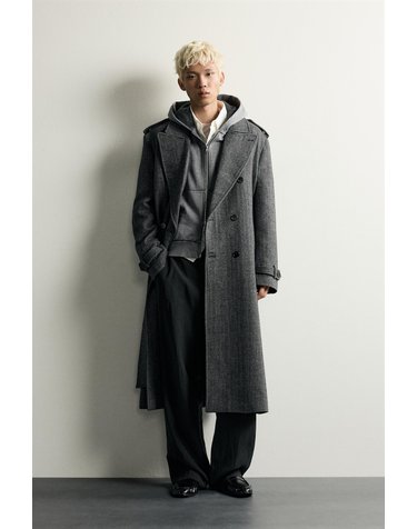 자라 울 블렌드 벨트 더블 롱 코트 8491/806/802 GREY