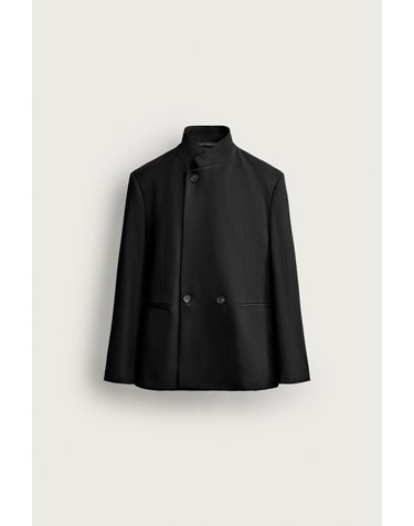 자라 하이넥 릴렉스핏 수트 블레이저 1054/292/800 BLACK