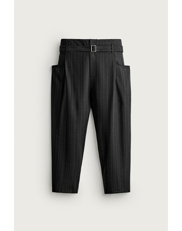 자라 핀스트라이프 릴렉스핏 정장 팬츠 5432/075/084 BLACK / WHITE