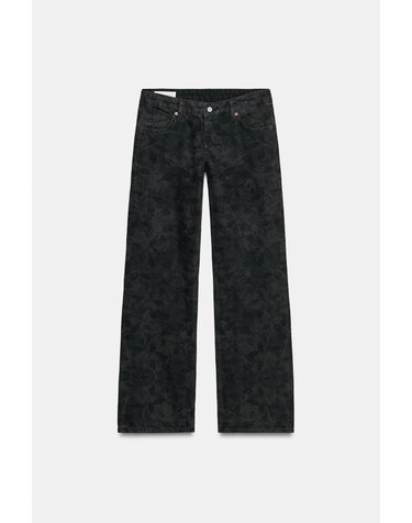 자라 프린트 로우라이즈 와이드 청바지 6045/218/700 BROWN