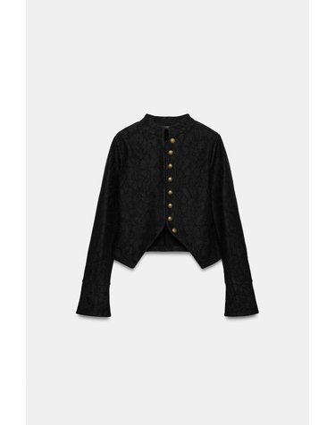 자라 레이스 하이넥 크롭 자켓 4344/805/800 BLACK