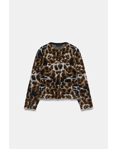 자라 애니멀 자카드 니트 카디건 4192/113/051 LEOPARD