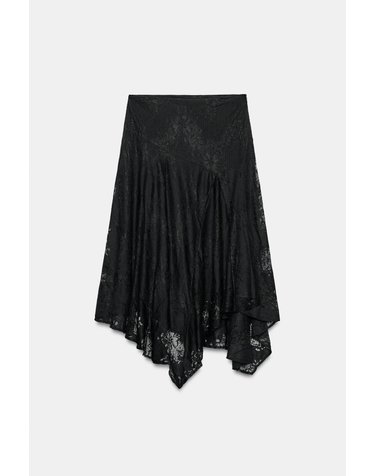 자라 비대칭 레이스 미디 스커트 1255/606/800 BLACK
