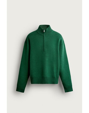 자라 소프트 지퍼넥 니트 스웨터 5755/360/500 GREEN