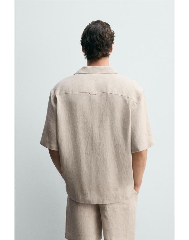 자라 자라 100% 린넨 릴렉스핏 반팔 셔츠 5070/904/052 LIGHT BEIGE 베이지 착용컷