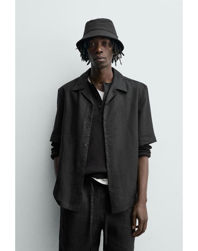 자라 자라 린넨 릴랙스핏 반팔 셔츠 블랙 5070/904/800 BLACK 착용컷