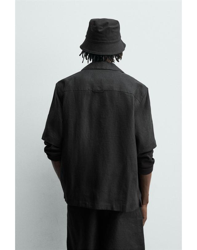 자라 자라 린넨 릴랙스핏 반팔 셔츠 블랙 5070/904/800 BLACK 착용컷