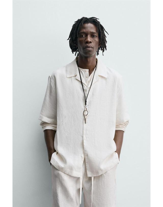 자라 자라 프리미엄 린넨 릴렉스핏 반팔 셔츠 5070/904/250 WHITE 화이트 착용컷