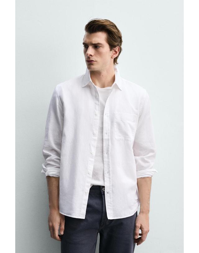 자라 자라 리넨 코튼 레귤러핏 버튼다운 셔츠 1063/411/250 WHITE 화이트 착용컷
