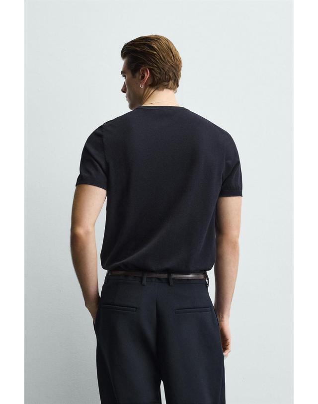 자라 자라 비스코스 혼방 니트 반팔 티셔츠 0304/426/422 DARK NAVY 블랙 착용컷