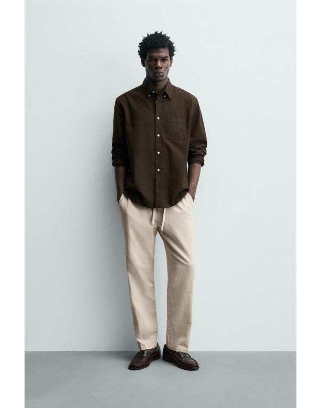 자라 자라 코튼 린넨 릴렉스핏 슬랙스 팬츠 4470/460/052 LIGHT BEIGE 베이지 착용컷