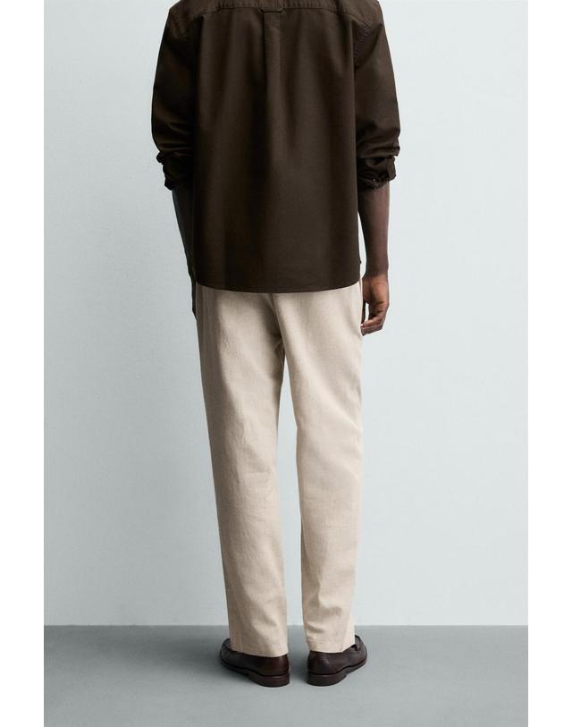 자라 자라 코튼 린넨 릴렉스핏 슬랙스 팬츠 4470/460/052 LIGHT BEIGE 베이지 착용컷