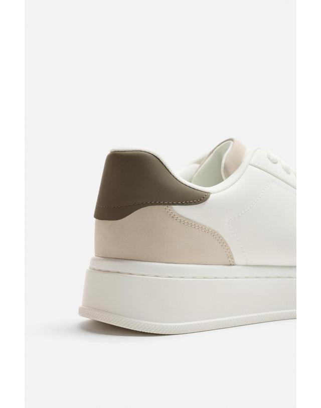 자라 자라 청키솔 힐디테일 베이직 스니커즈 2248/620/032 KHAKI GREEN 화이트 착용컷