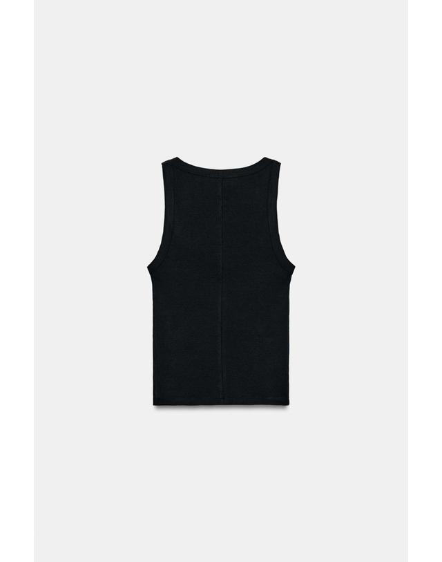 자라 자라 베이직 골지 코튼 민소매 탑 블랙 3253/301/800 BLACK 착용컷