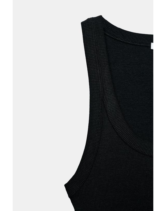 자라 자라 베이직 골지 코튼 민소매 탑 블랙 3253/301/800 BLACK 착용컷